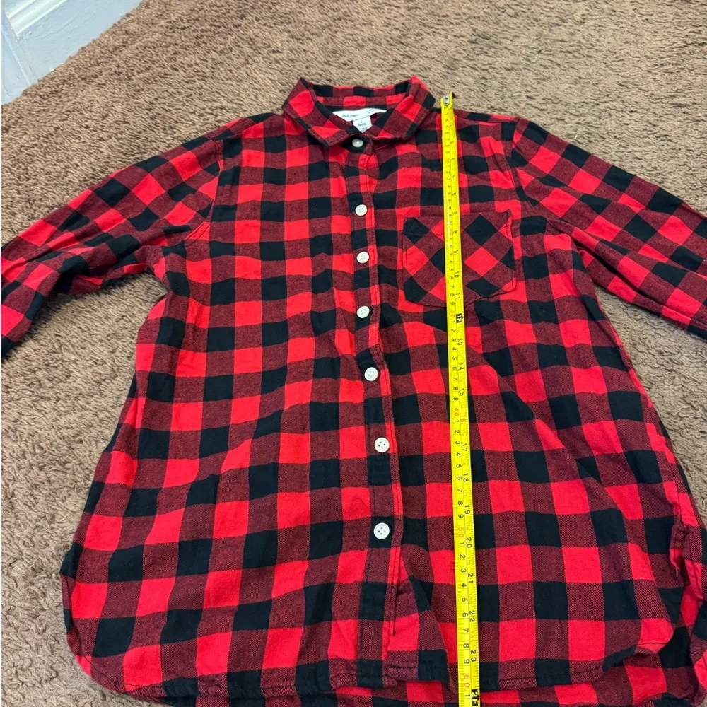 Old Navy The Classic Shirt Red Black Gingham Plaid Flannel SP PETITE SMALL - Picture 4 of 7